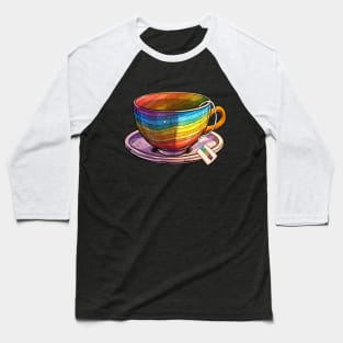 Proud LGBTQ gay pride tea drinker Rainbow Colored Tea Cup LGBTea Baseball T-Shirt